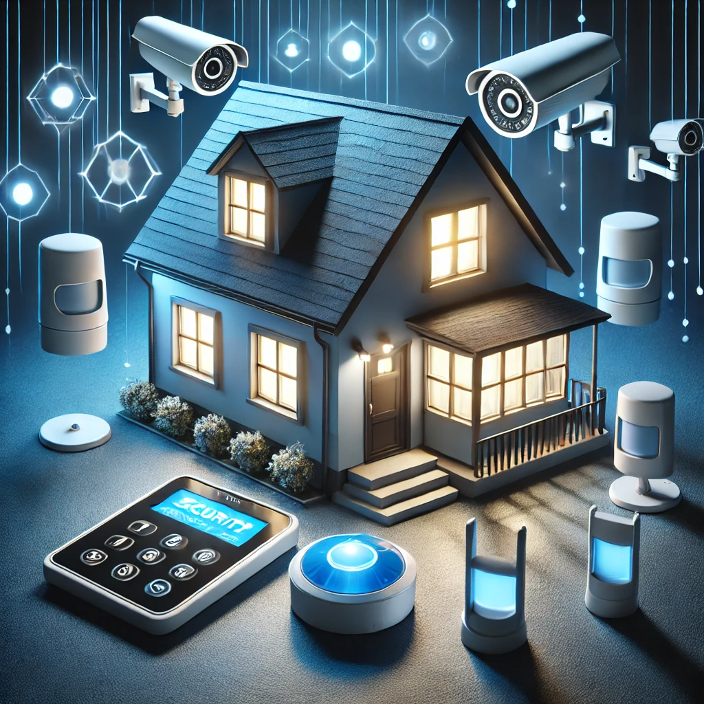 dom z kamerami i alarmem